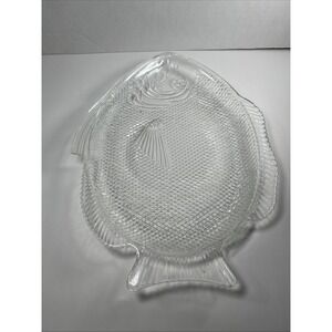 Anchor Hocking Vintage Clear Glass FISH Platter 16 Inches